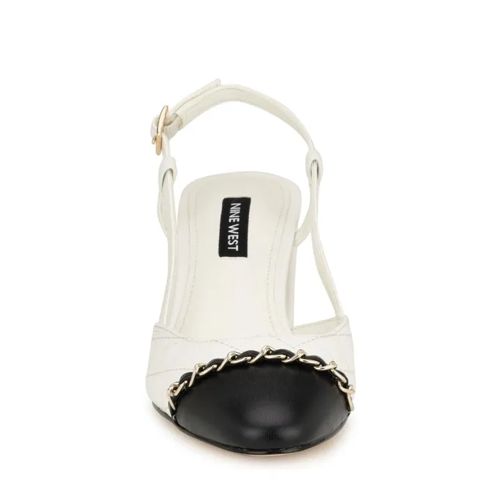 Uround Quilted Cap Top Slingbacks White Women Nine West Heels