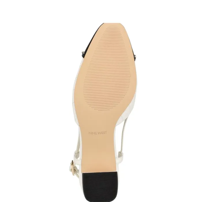 Uround Quilted Cap Top Slingbacks White Women Nine West Heels