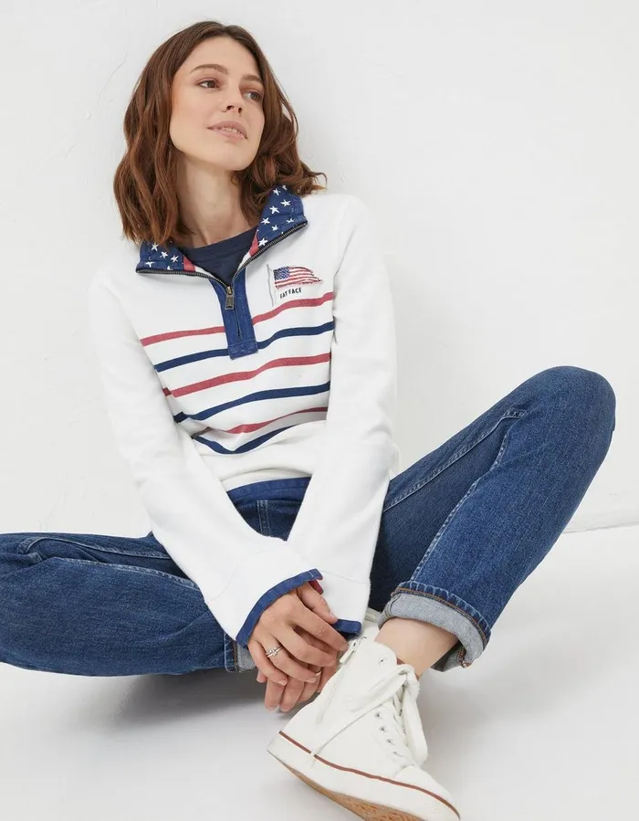 USA Airlie Sweatshirt Ecru Women FatFace Sweatshirts and Hoodies