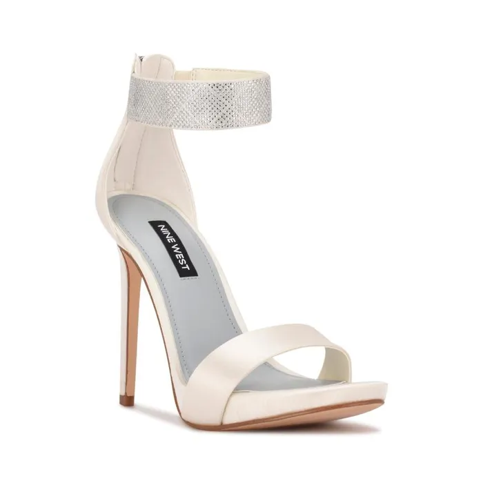 Utell Ankle Strap Heeled Sandals Ivory Women Nine West Sandals