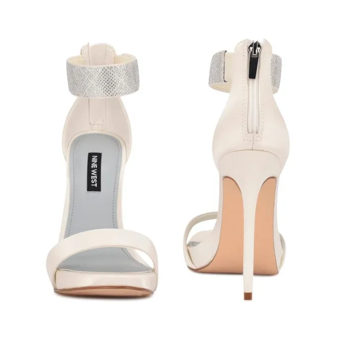 Utell Ankle Strap Heeled Sandals Ivory Women Nine West Sandals