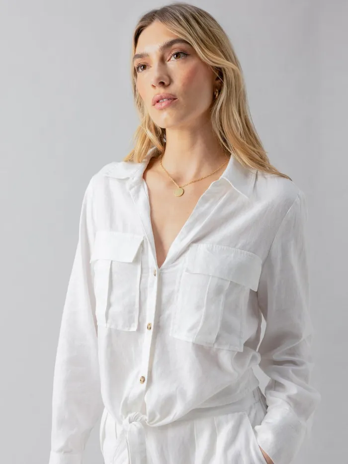 Utility Pocket Shirt White Women Sanctuary Clothing Tees and Tops