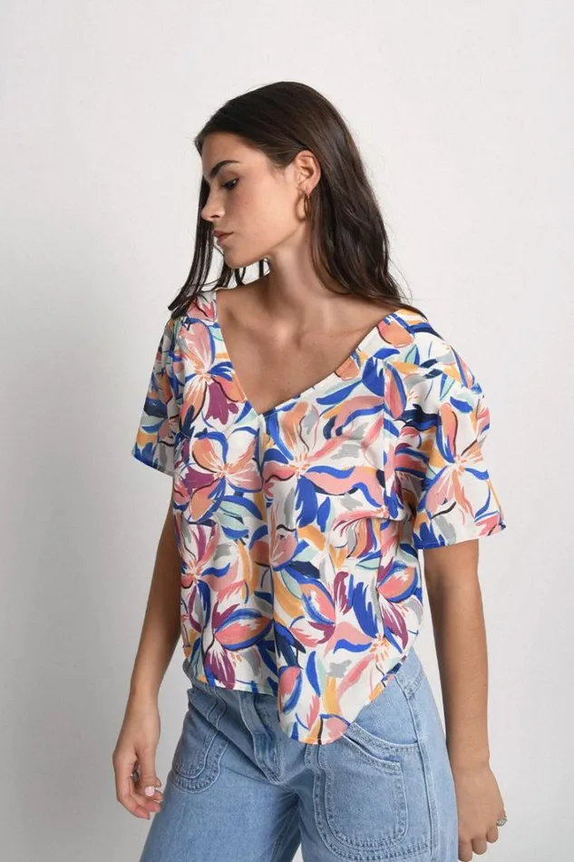 Vneck Top Front And Back BLUE DONNA Women Molly Bracken Tops