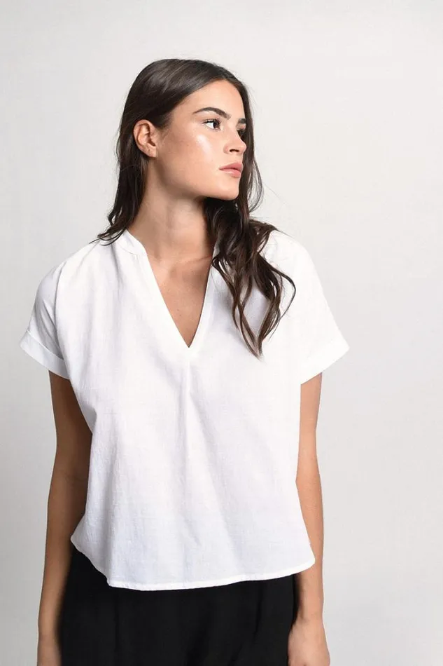 Vneck Top WHITE Women Molly Bracken Tops