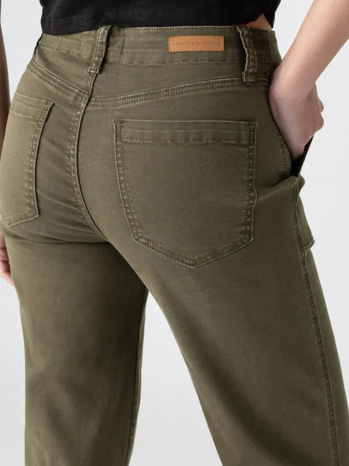 Vacation Crop High Rise Pant Burnt Olive Women Sanctuary Clothing Pants