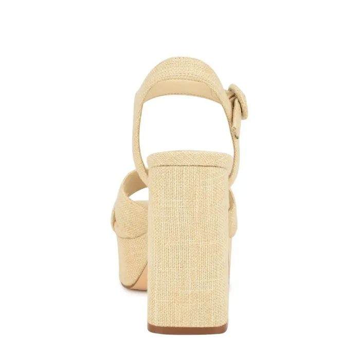 Vallen Strappy Platform Sandals Natural Raffia Women Nine West Sandals