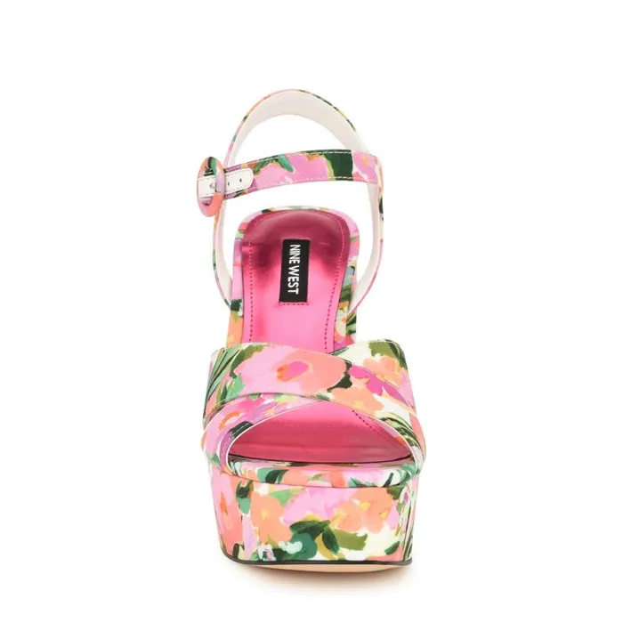 Vallen Strappy Platform Sandals Pink Floral Women Nine West Sandals
