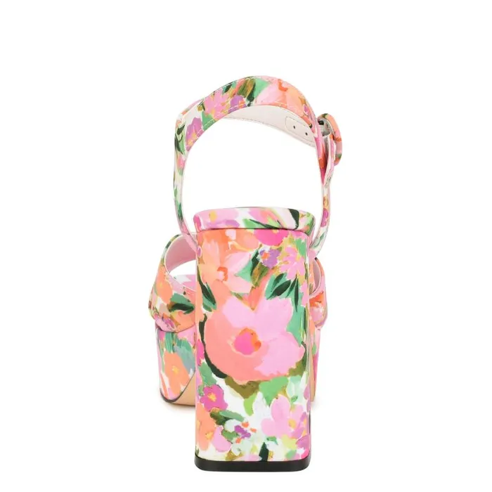 Vallen Strappy Platform Sandals Pink Floral Women Nine West Sandals