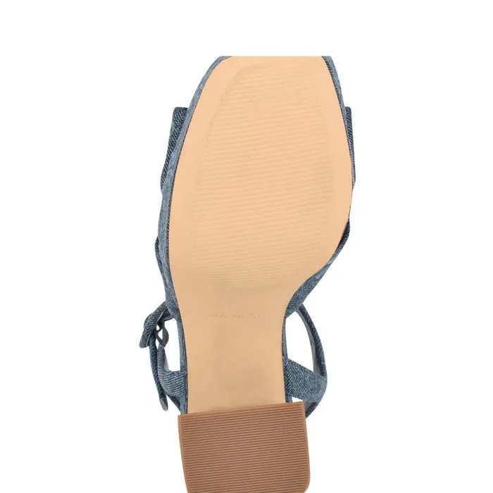 Vallena Ankle Strap Platform Sandals Denim Women Nine West Sandals