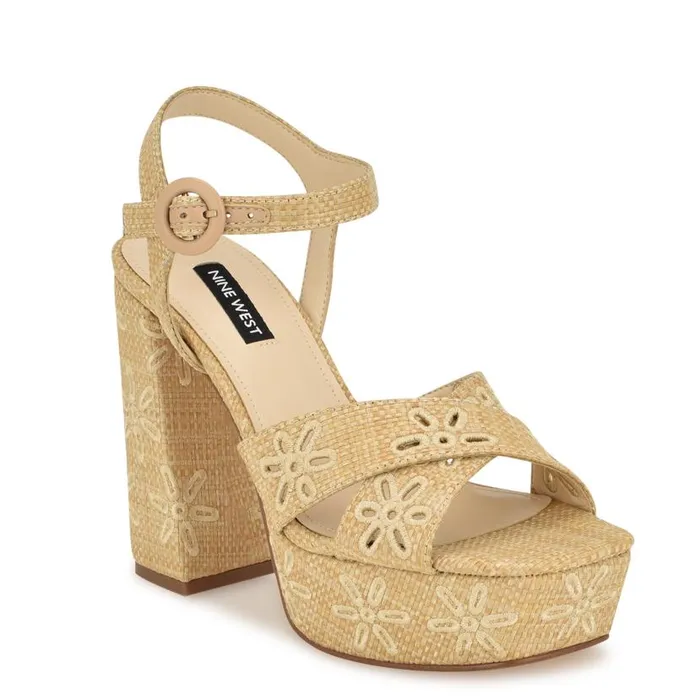 Vallena Ankle Strap Platform Sandals Light Natural Women Nine West Sandals