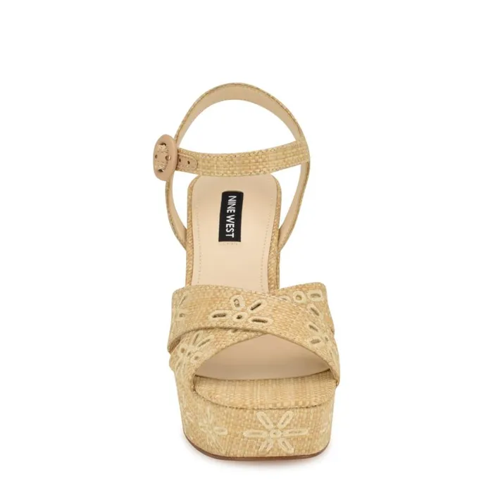 Vallena Ankle Strap Platform Sandals Light Natural Women Nine West Sandals