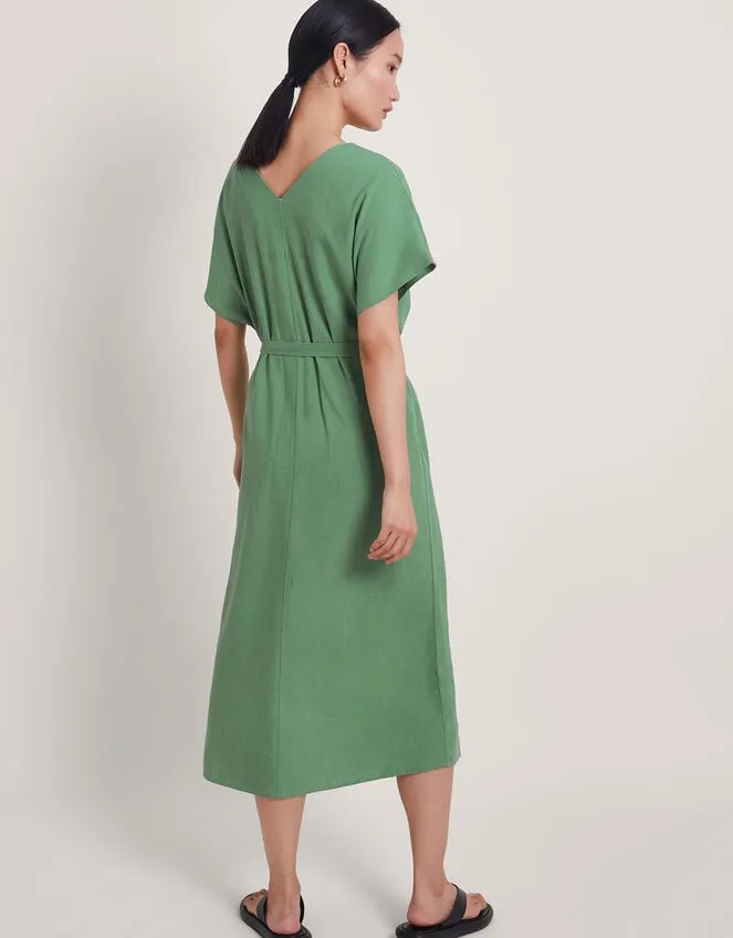 Verity Belt Dress Green Women Monsoon Linen