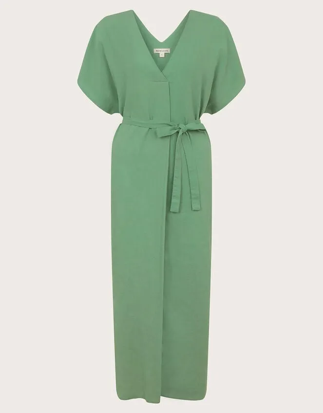 Verity Belt Dress Green Women Monsoon Linen