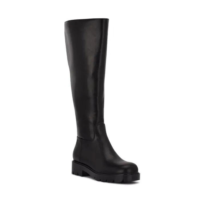 Verve Over The Knee Lug Sole Boots Black Women Nine West Boots and Booties