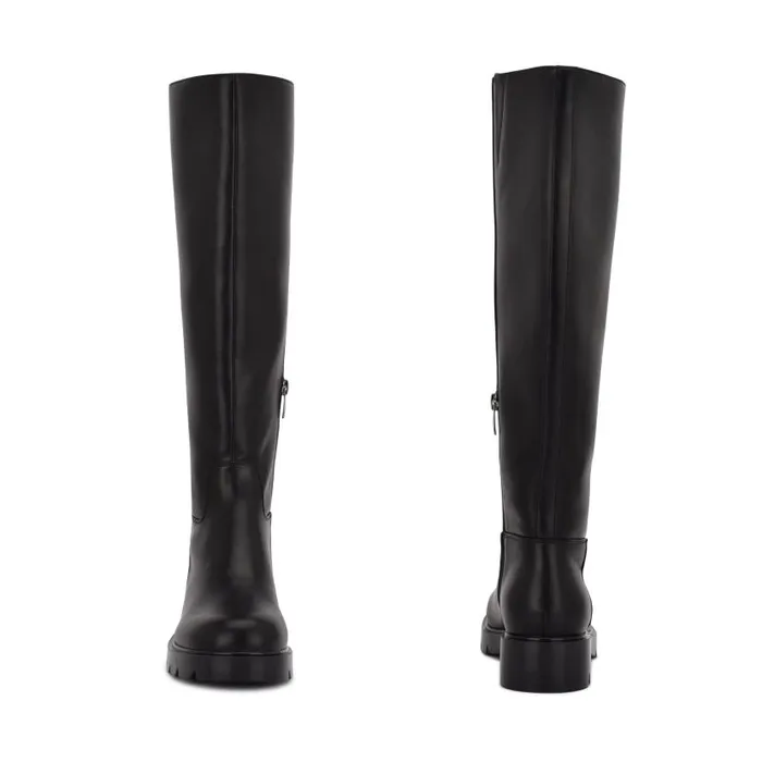 Verve Over The Knee Lug Sole Boots Black Women Nine West Boots and Booties