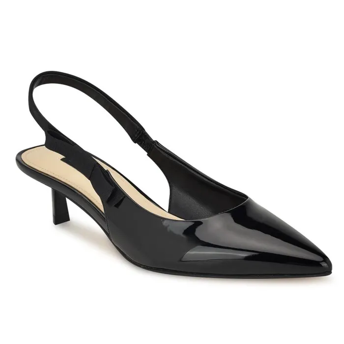 Viki Pointy Toe Slingbacks Black Patent Women Nine West Heels