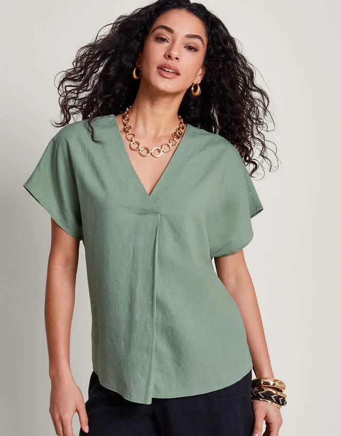Viola VNeck Pintuck TShirt Green Women Monsoon Tops and Blouses