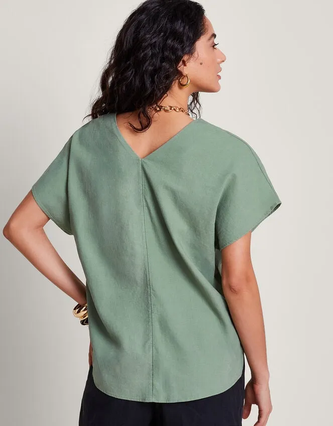 Viola VNeck Pintuck TShirt Green Women Monsoon Tops and Blouses