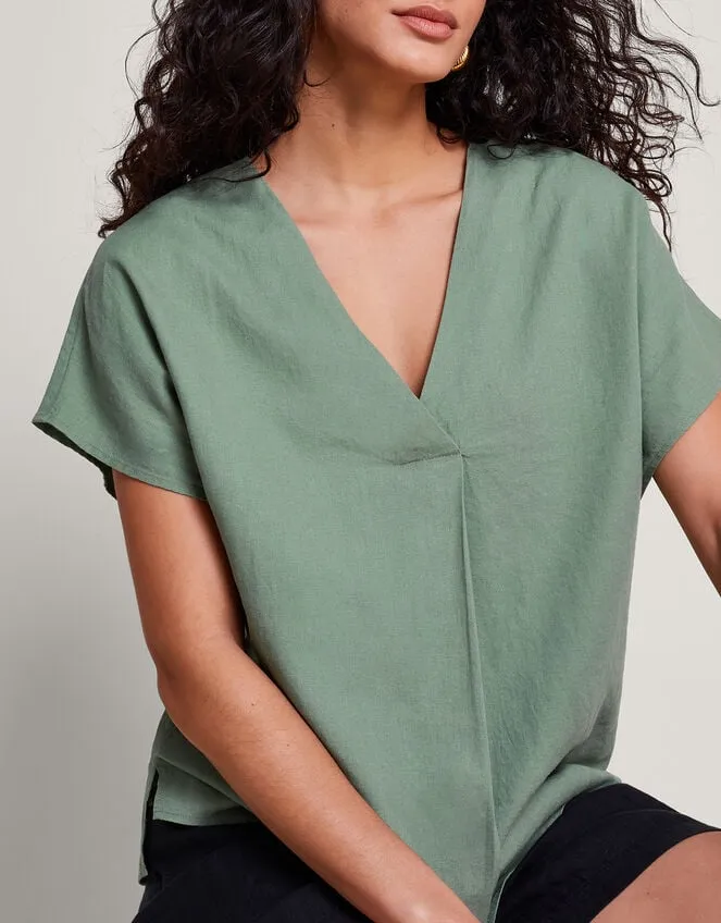 Viola VNeck Pintuck TShirt Green Women Monsoon Tops and Blouses