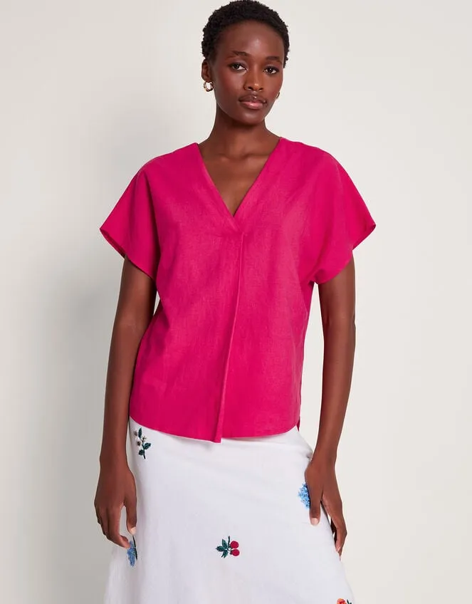 Viola VNeck Pintuck TShirt Pink Women Monsoon Tops and Blouses