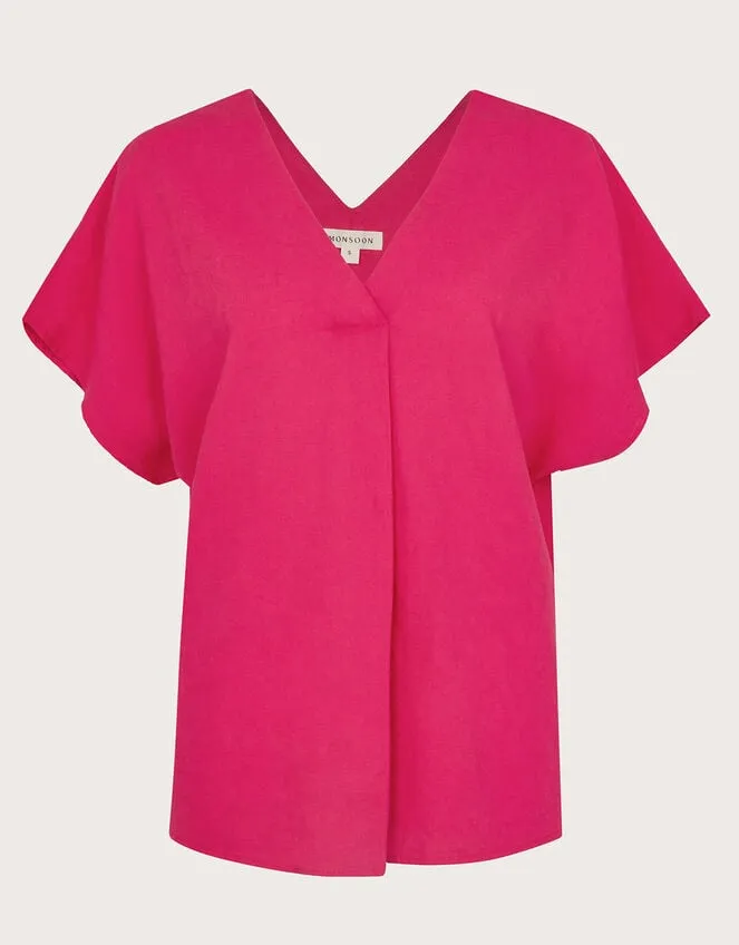 Viola VNeck Pintuck TShirt Pink Women Monsoon Tops and Blouses