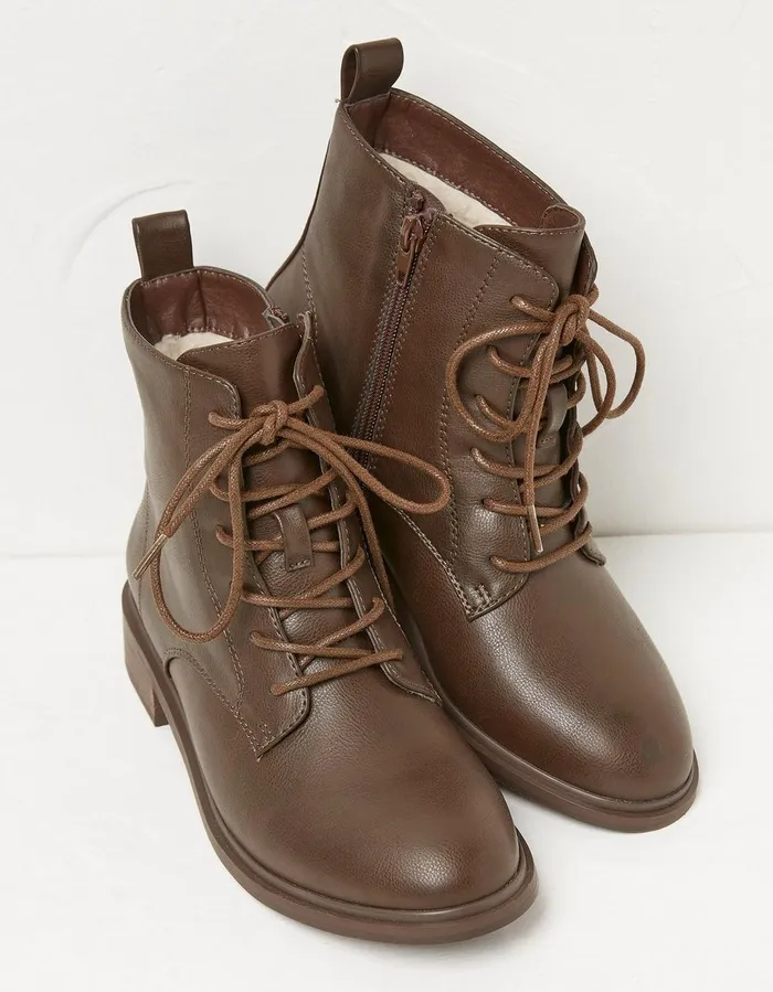 Vivi Lace Up Ankle Boots Chocolate Brown Women FatFace Boots