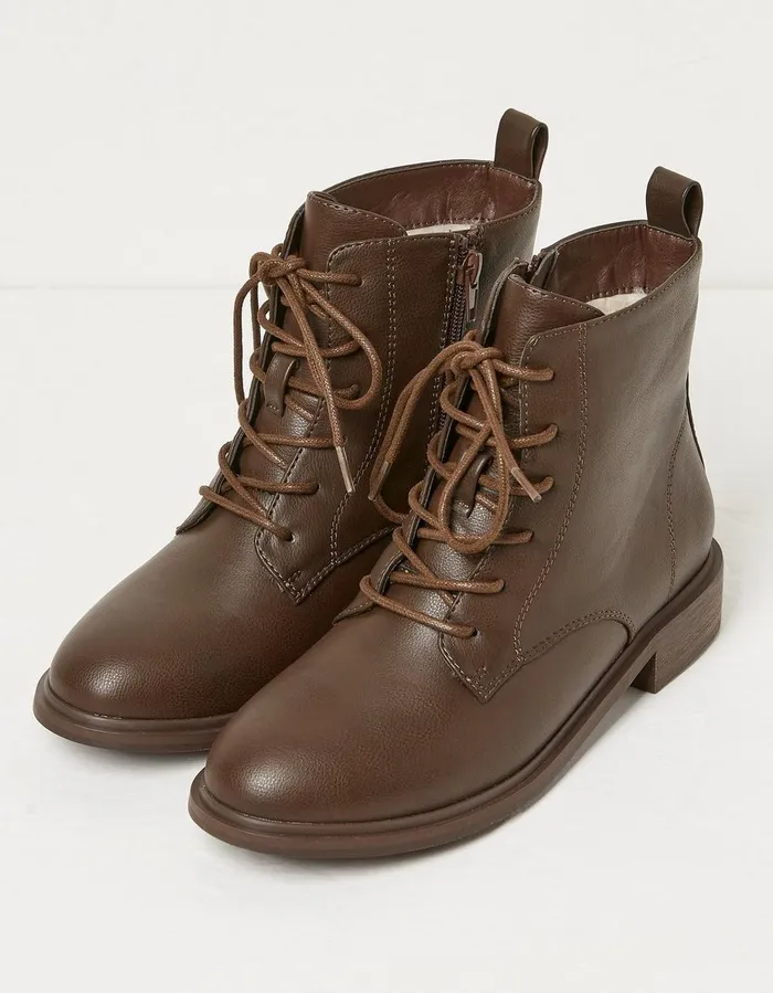 Vivi Lace Up Ankle Boots Chocolate Brown Women FatFace Boots