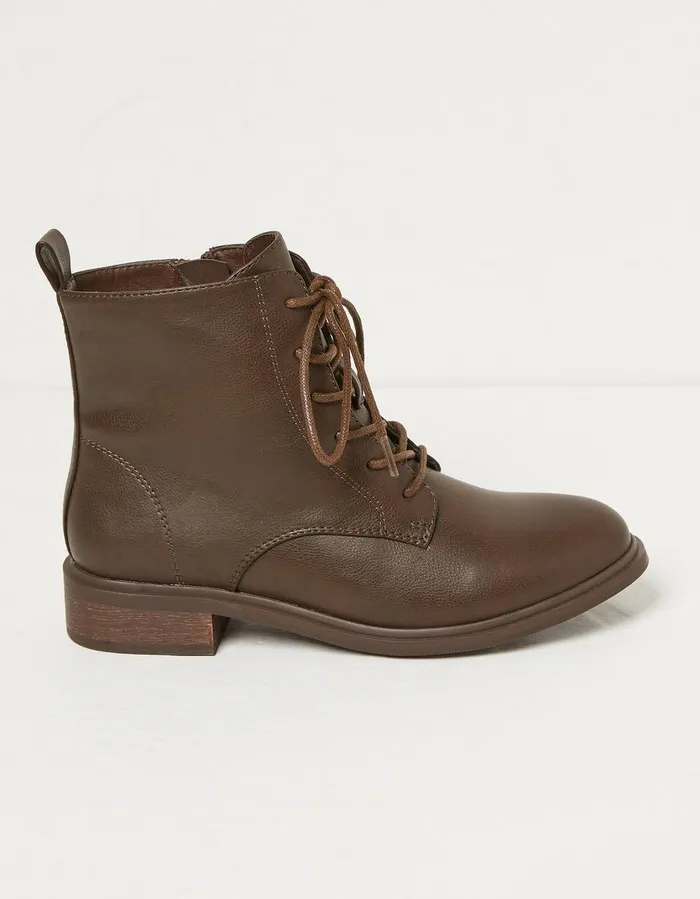 Vivi Lace Up Ankle Boots Chocolate Brown Women FatFace Boots