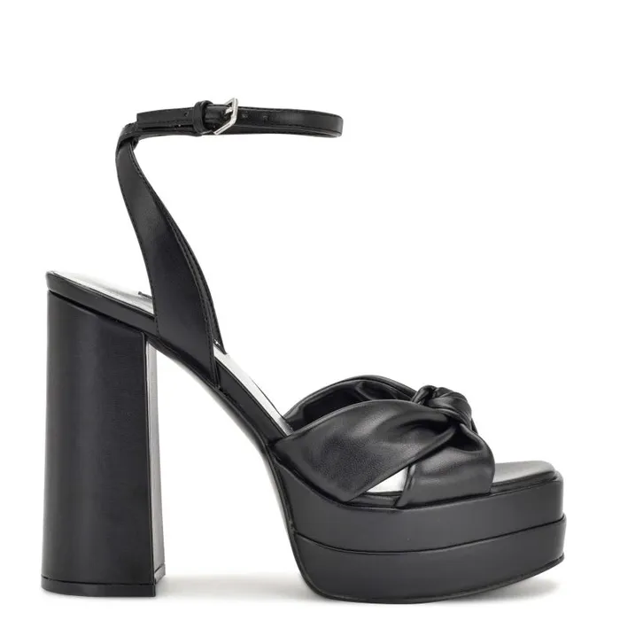 Vivid Platform Sandals Black Women Nine West Heels