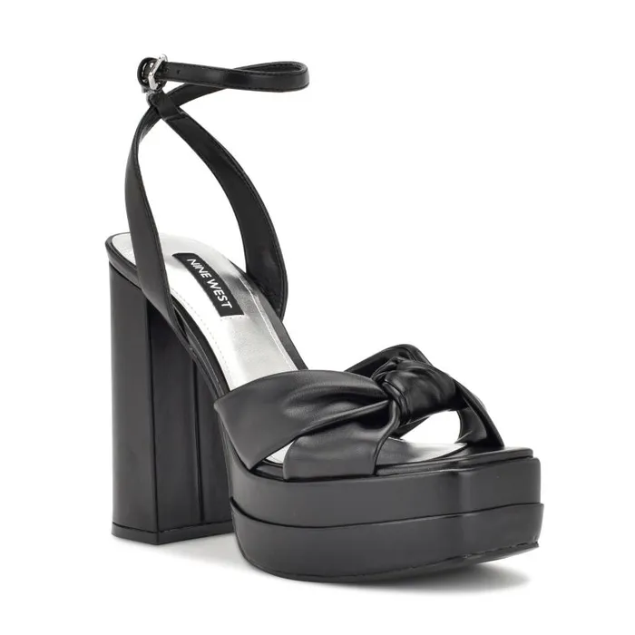 Vivid Platform Sandals Black Women Nine West Heels