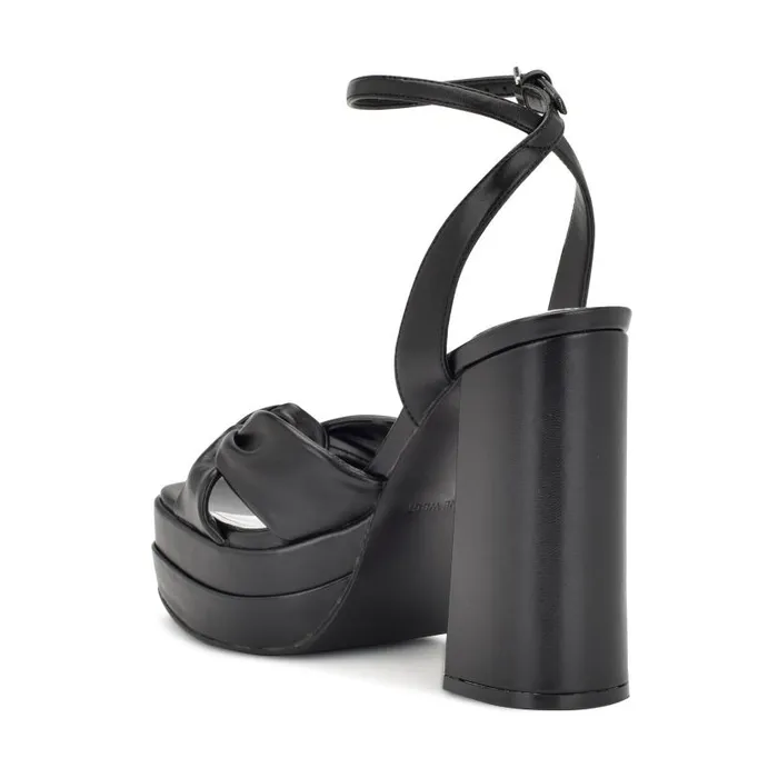Vivid Platform Sandals Black Women Nine West Heels