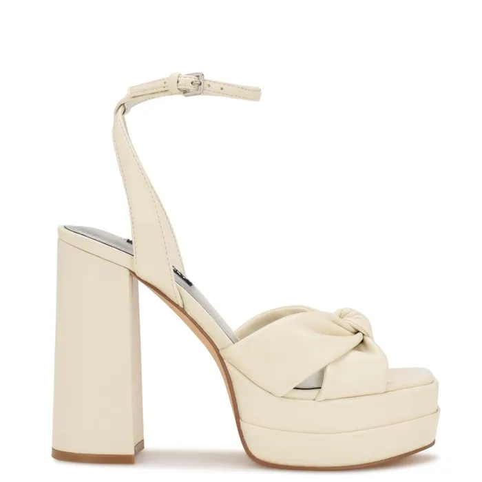 Vivid Platform Sandals Chic Cream Women Nine West Heels
