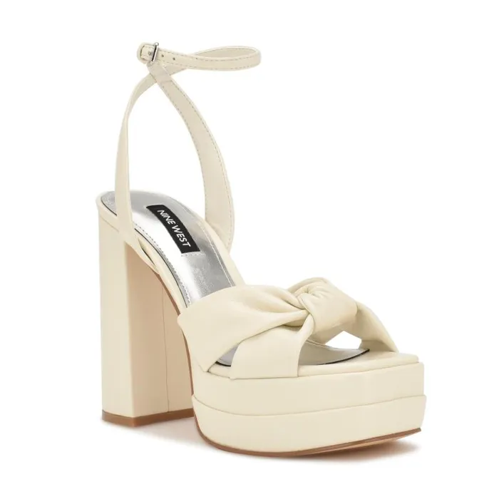 Vivid Platform Sandals Chic Cream Women Nine West Sandals