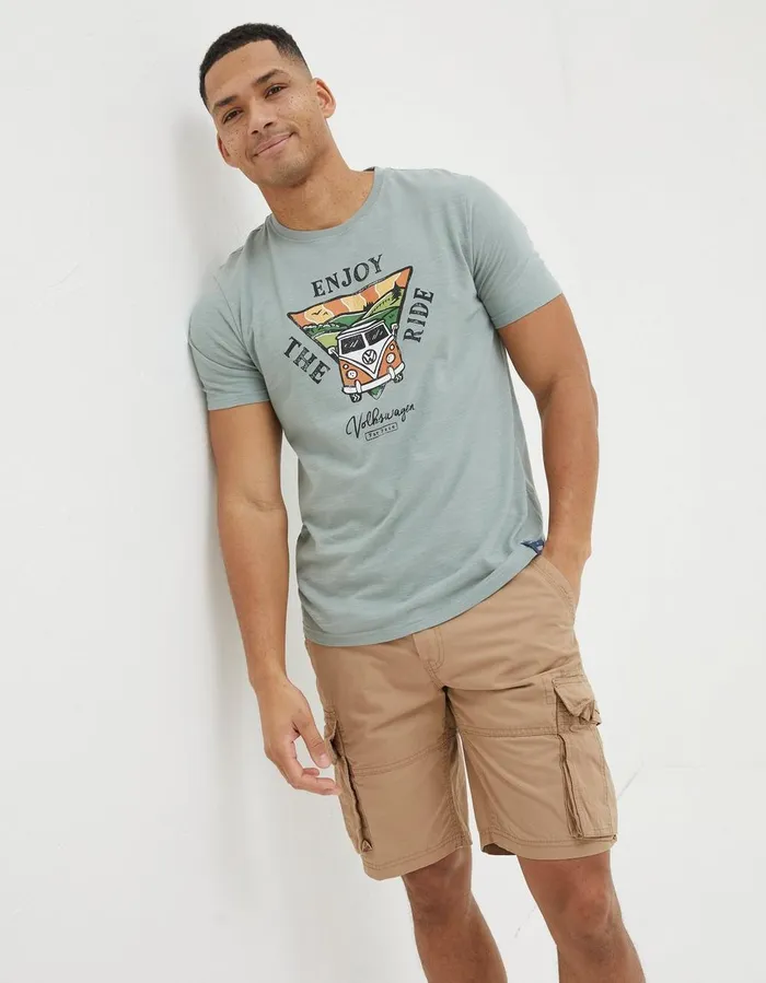 VW Enjoy The Ride TShirt Sage Green Men FatFace TShirts