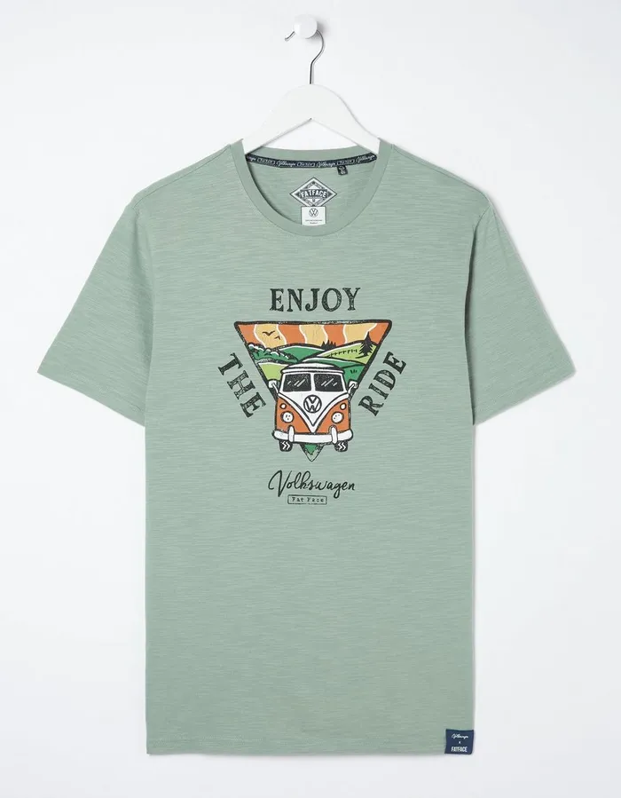 VW Enjoy The Ride TShirt Sage Green Men FatFace TShirts