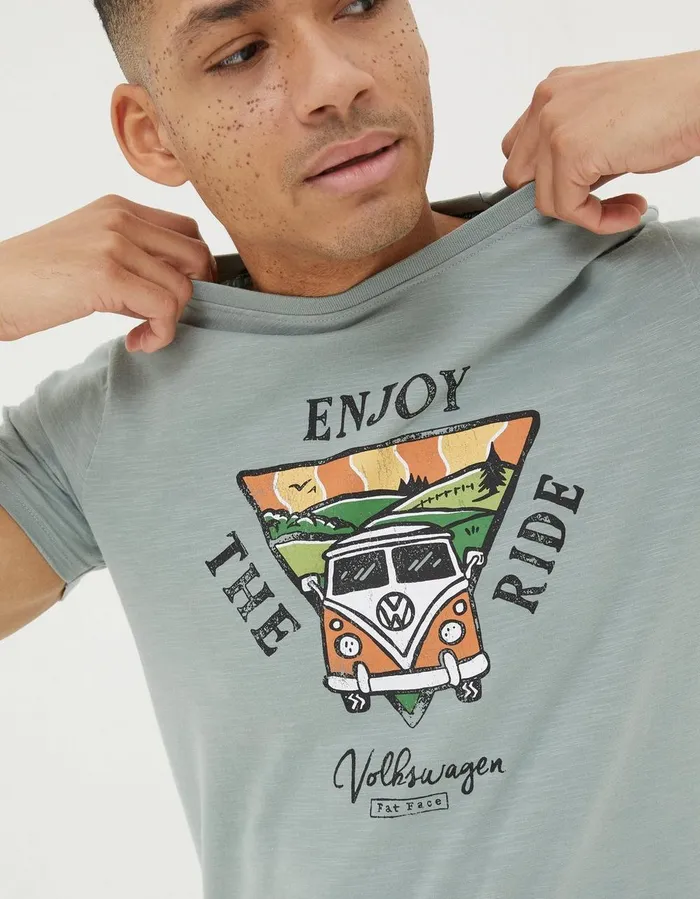 VW Enjoy The Ride TShirt Sage Green Men FatFace TShirts