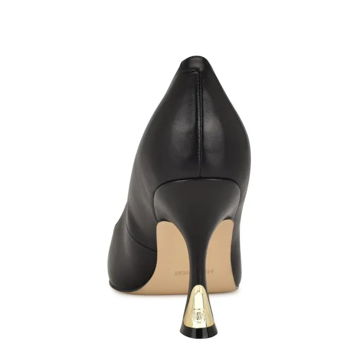 Vylot Pointy Toe Pumps Black Leather Women Nine West Heels