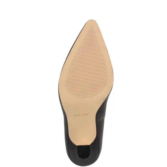 Vylot Pointy Toe Pumps Black Leather Women Nine West Heels