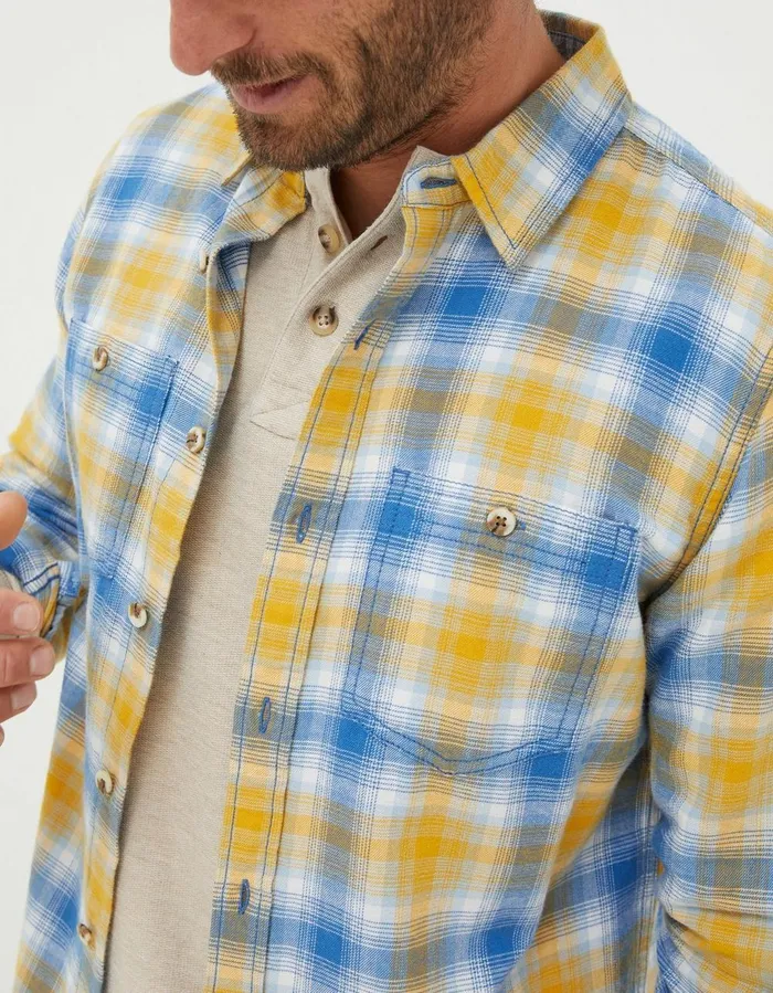 Walby Check Shirt Yellow Men FatFace Shirts