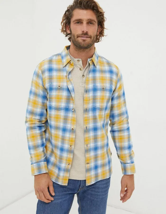 Walby Check Shirt Yellow Men FatFace Shirts