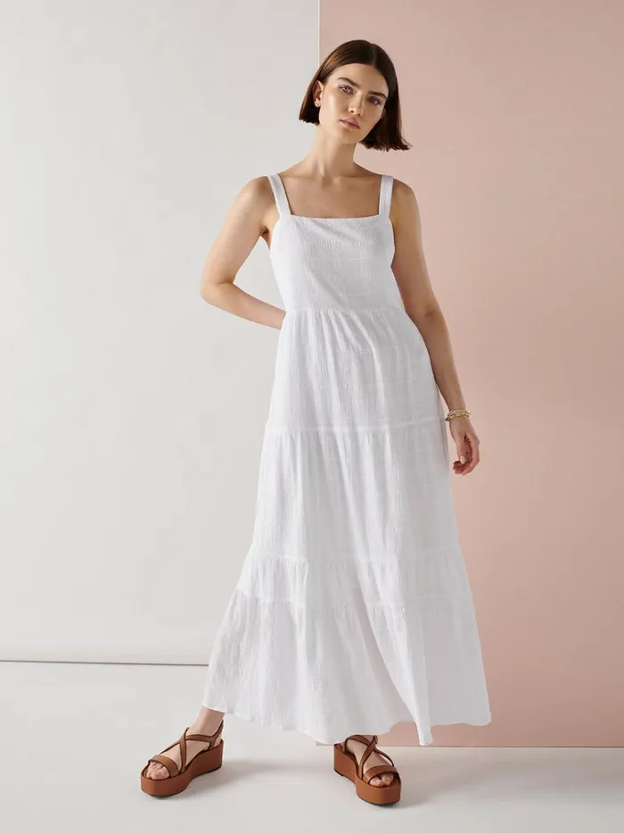 Watching Sunset Tiered Midi Dress White Women Sanctuary Clothing Dresses and Jumpsuits