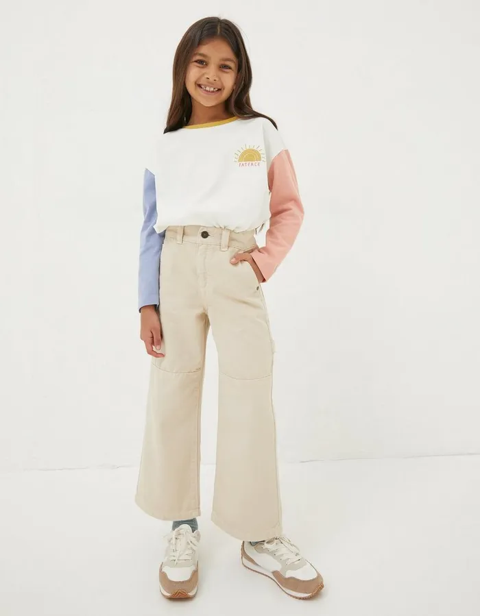 Waye Wide Leg Trousers Natural Girls FatFace Dungarees Jeans and Leggings