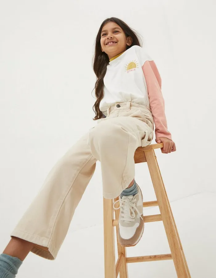 Waye Wide Leg Trousers Natural Girls FatFace Dungarees Jeans and Leggings