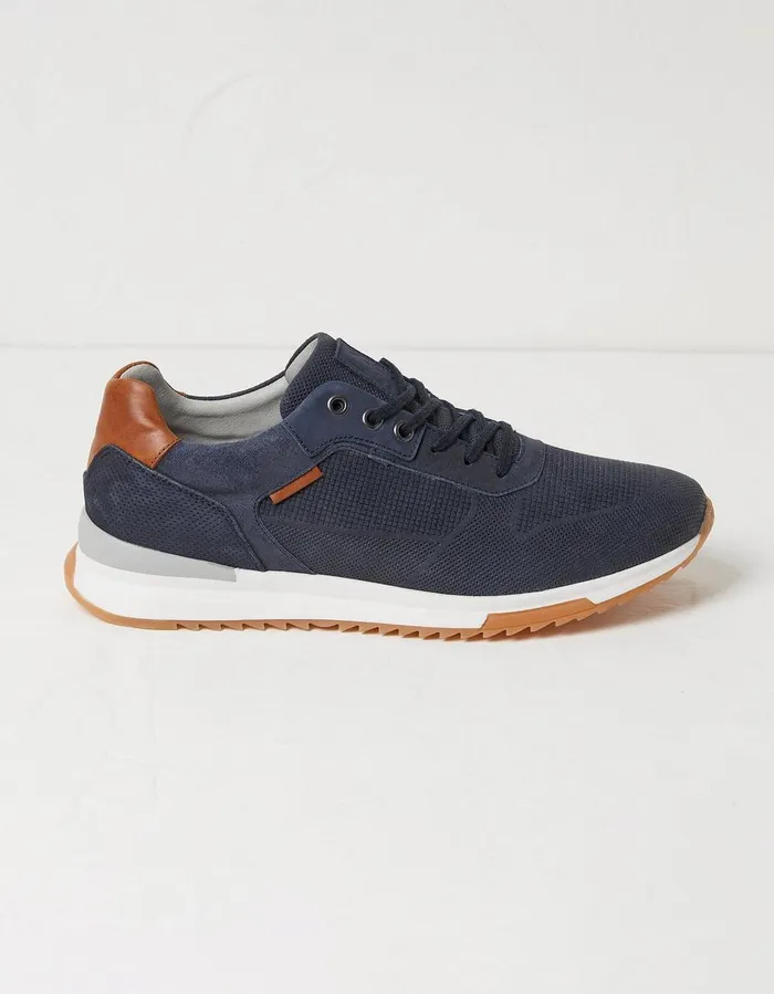 Wells Leather Trainers Navy Men FatFace Trainers