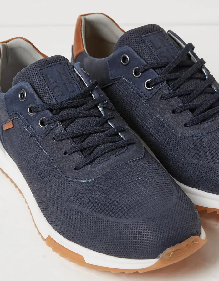 Wells Leather Trainers Navy Men FatFace Trainers