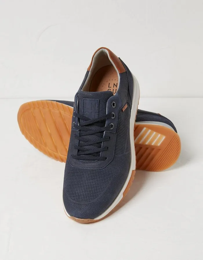 Wells Leather Trainers Navy Men FatFace Trainers