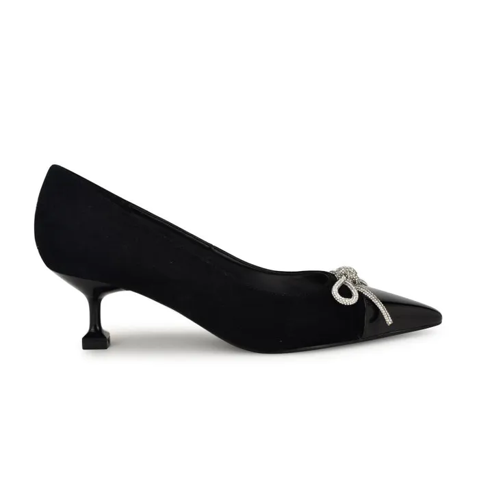 Wendon Bow Pumps Black Suede Women Nine West Heels