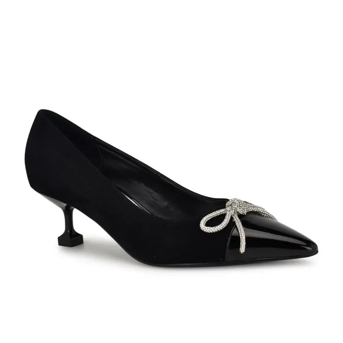 Wendon Bow Pumps Black Suede Women Nine West Heels