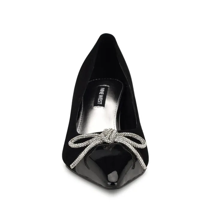Wendon Bow Pumps Black Suede Women Nine West Heels