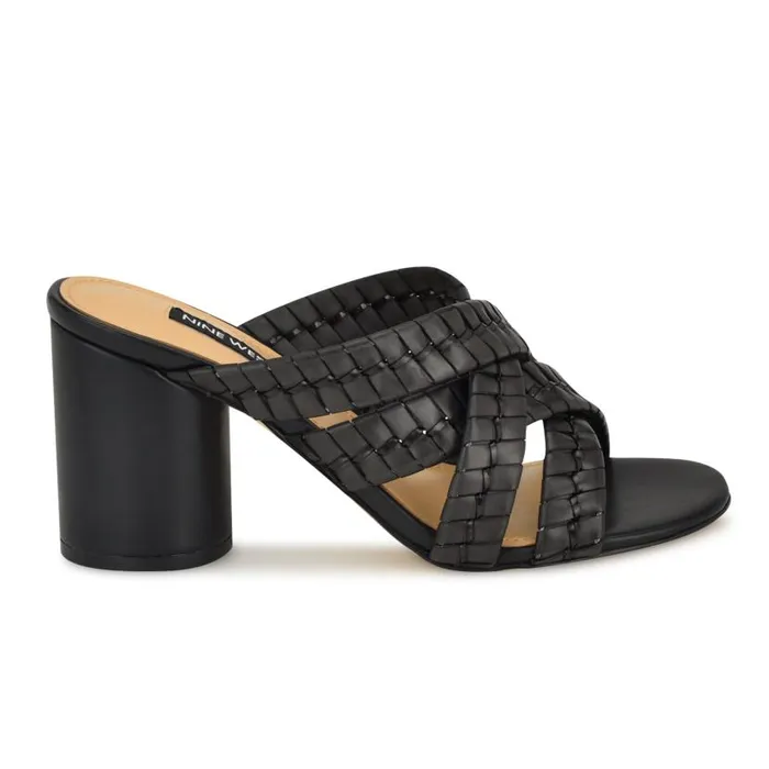 Wenea Strappy Heeled Slide Sandals Black Women Nine West Heels